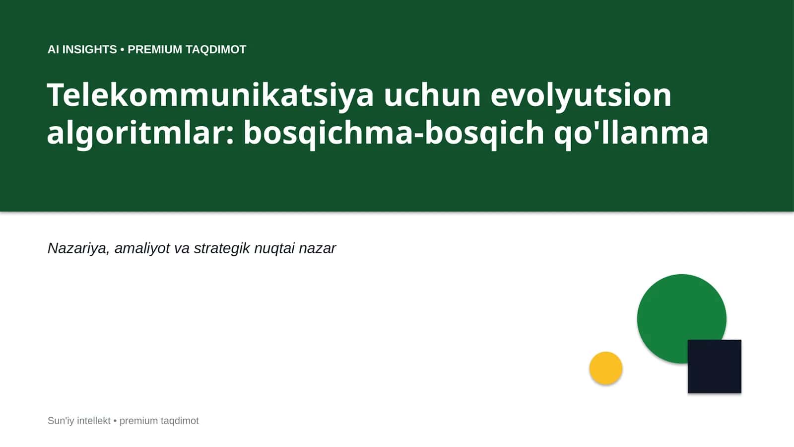 Evolution Algoritmlar Telekommunikatsiya uchun 1