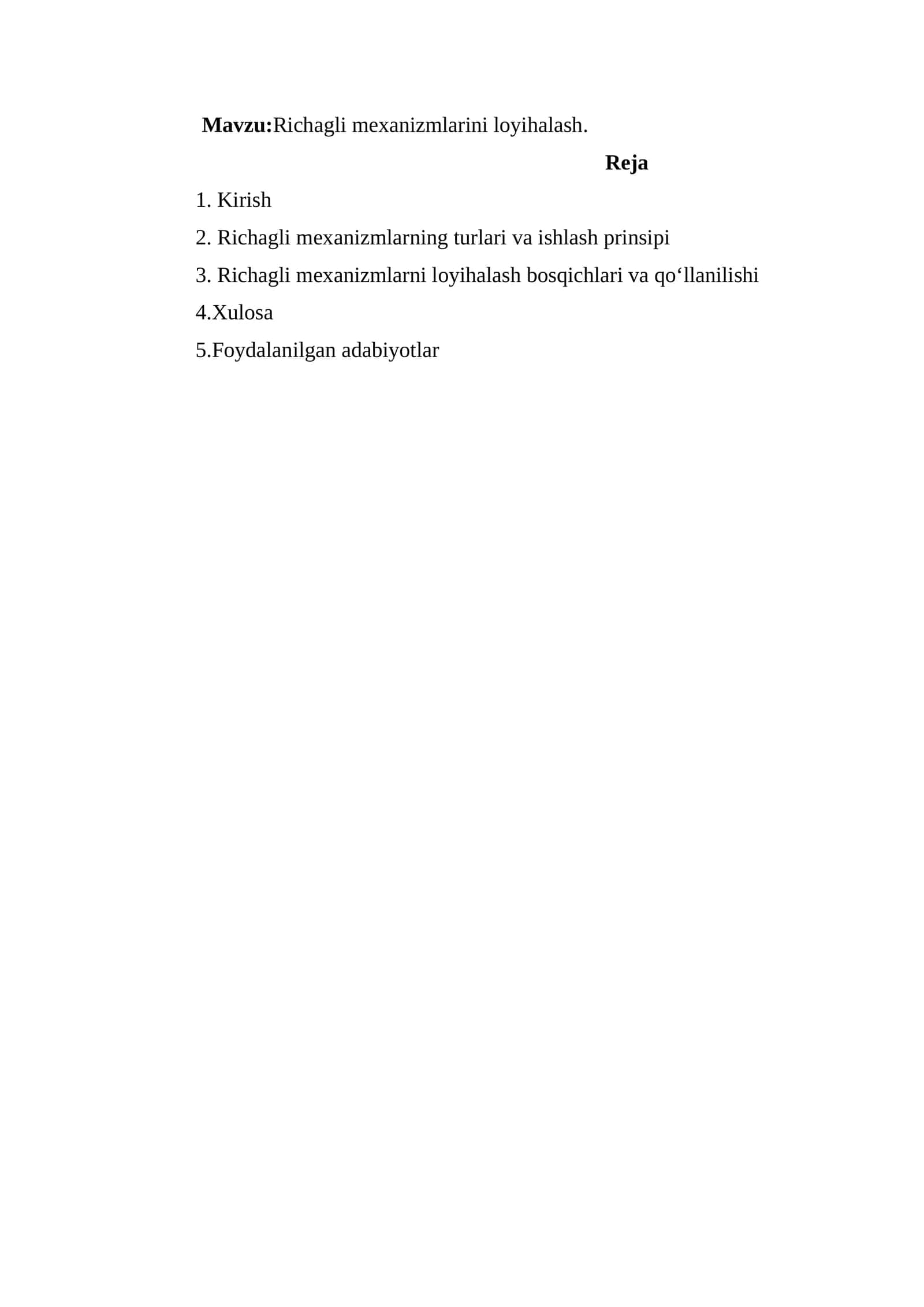Richagli mexanizmlarini loyihalash 1