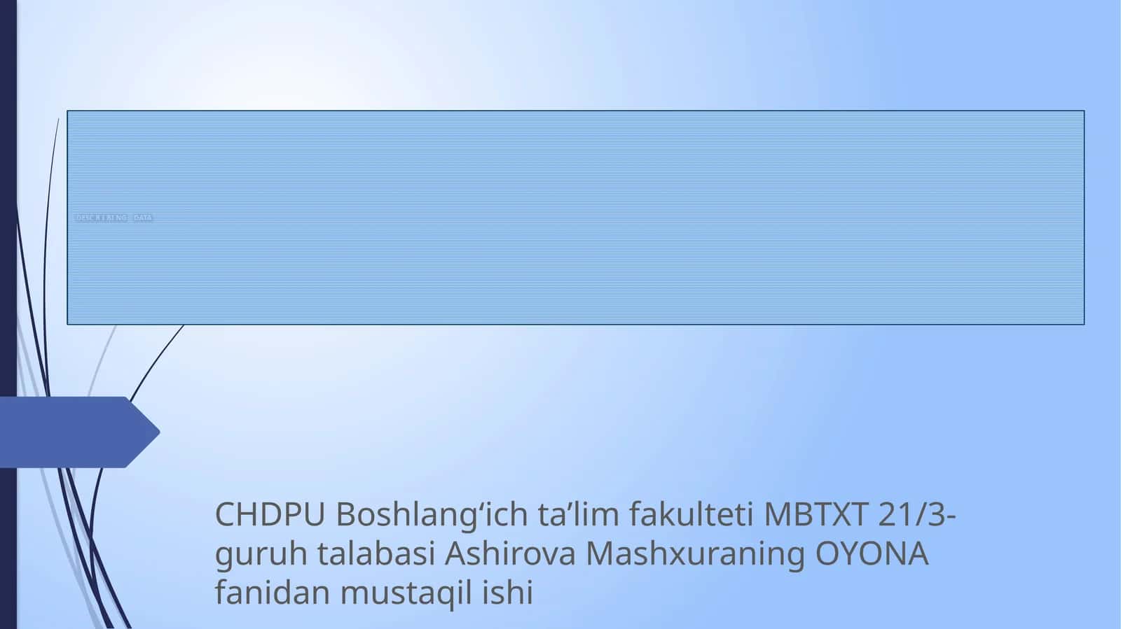 OYONA fanidan mustaqil ishi 1