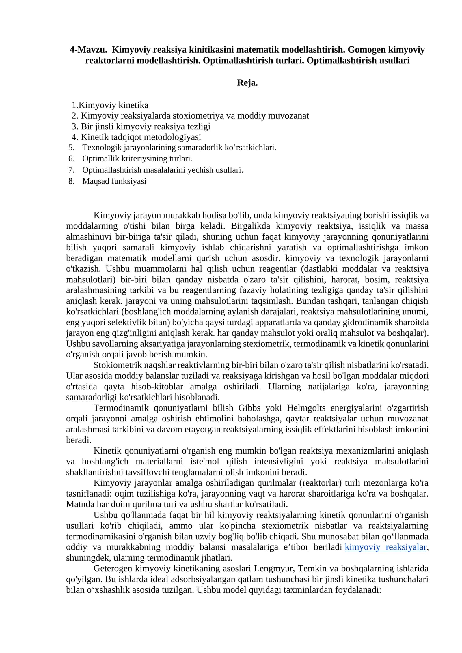 Kimyoviy reaksiya kinetikasi 1