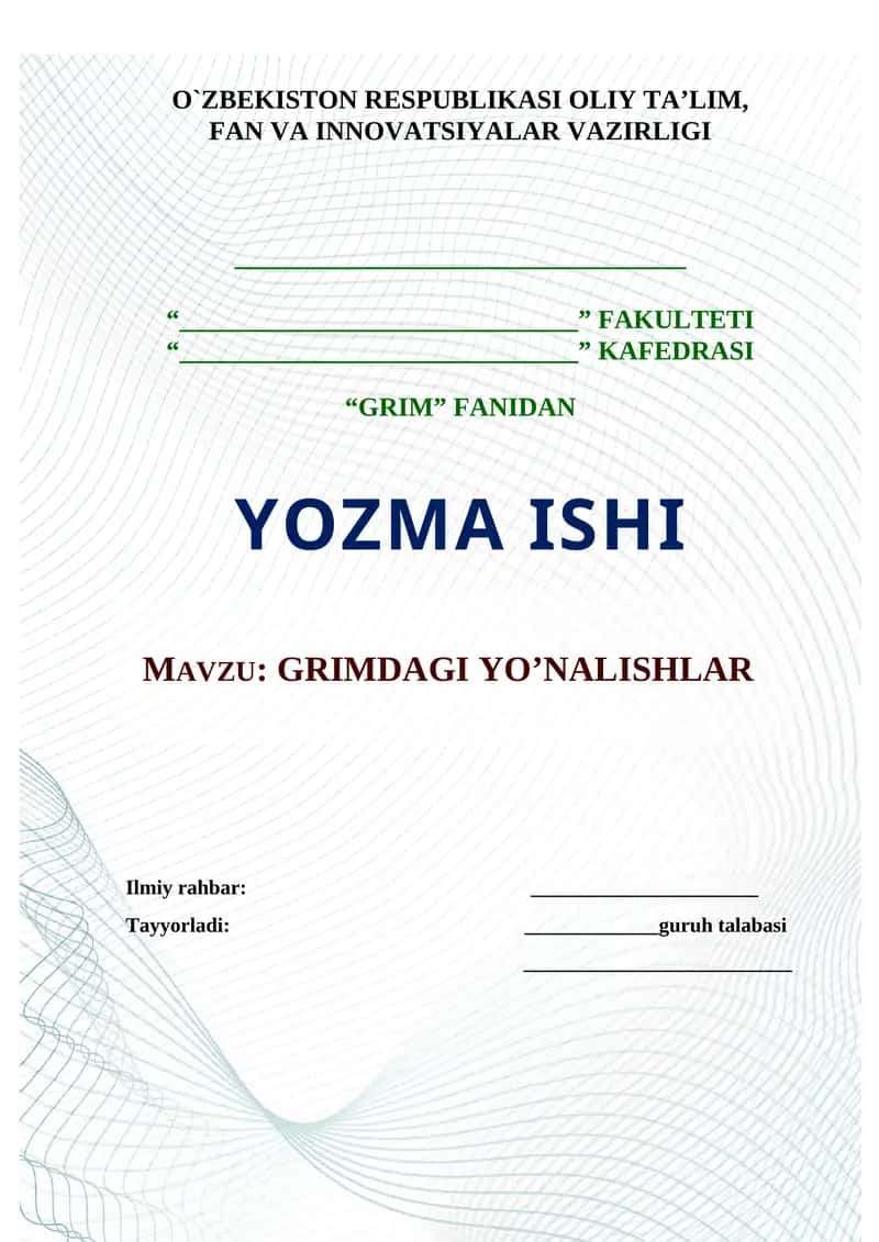 GRIMDAGI YO’NALISHLAR 1