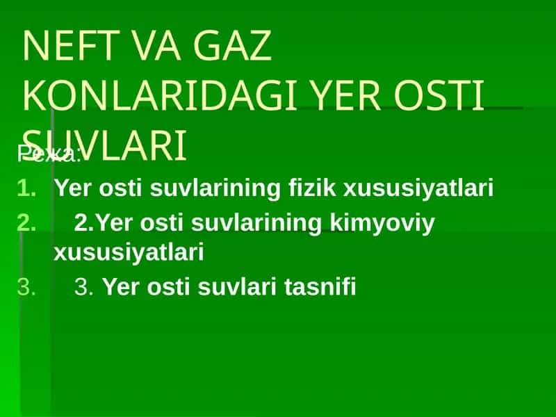 NEFT VA GAZ KONLARIDAGI YER OSTI SUVLARI 1
