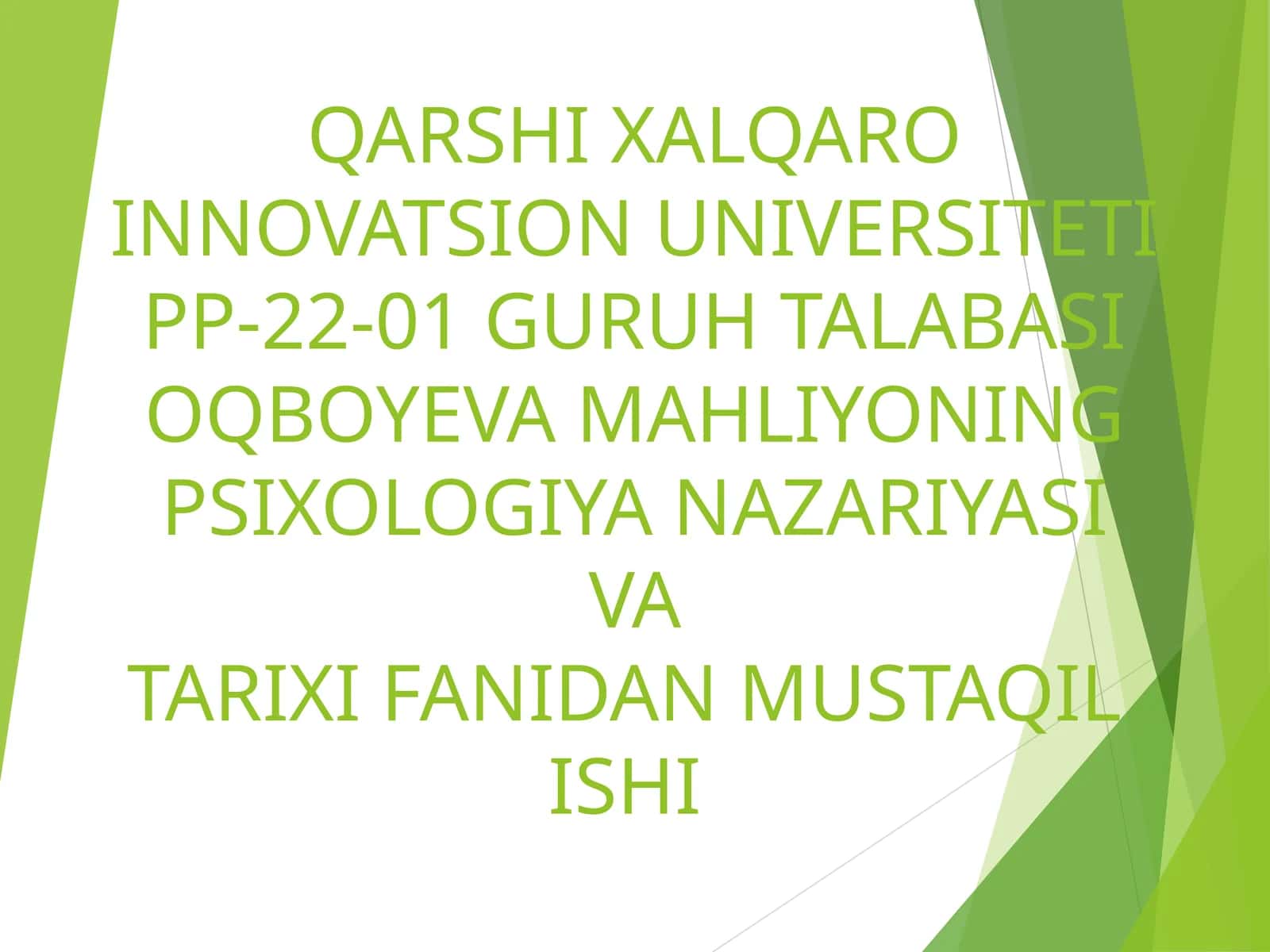 Psixologiya nazariyasi va tarixi fanidan mustaqilishi 1