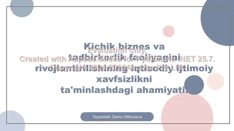 Kichik biznes va tadbirkorlik tushunchasi va mohiyati 1