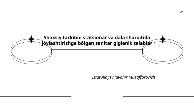 Shaxsiy tarkibni statsionar va dala sharoitida joylashtirishga bôlgan sanitar gigienik talablar 1