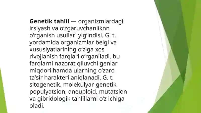 Malekulyar genetik kartalarini tahlil qilish tibbiyot sohasidagi genomika o’rganish va tahlil qilish 2
