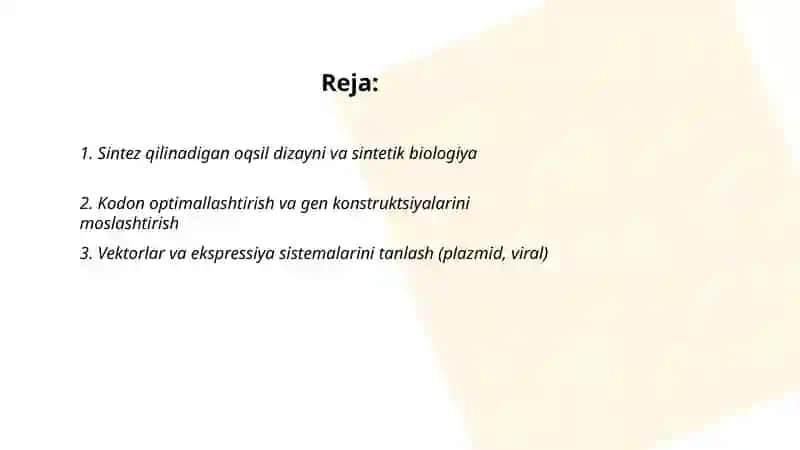 Sintez qilinadigan oqsil dizayni va sintetik biologiya 2