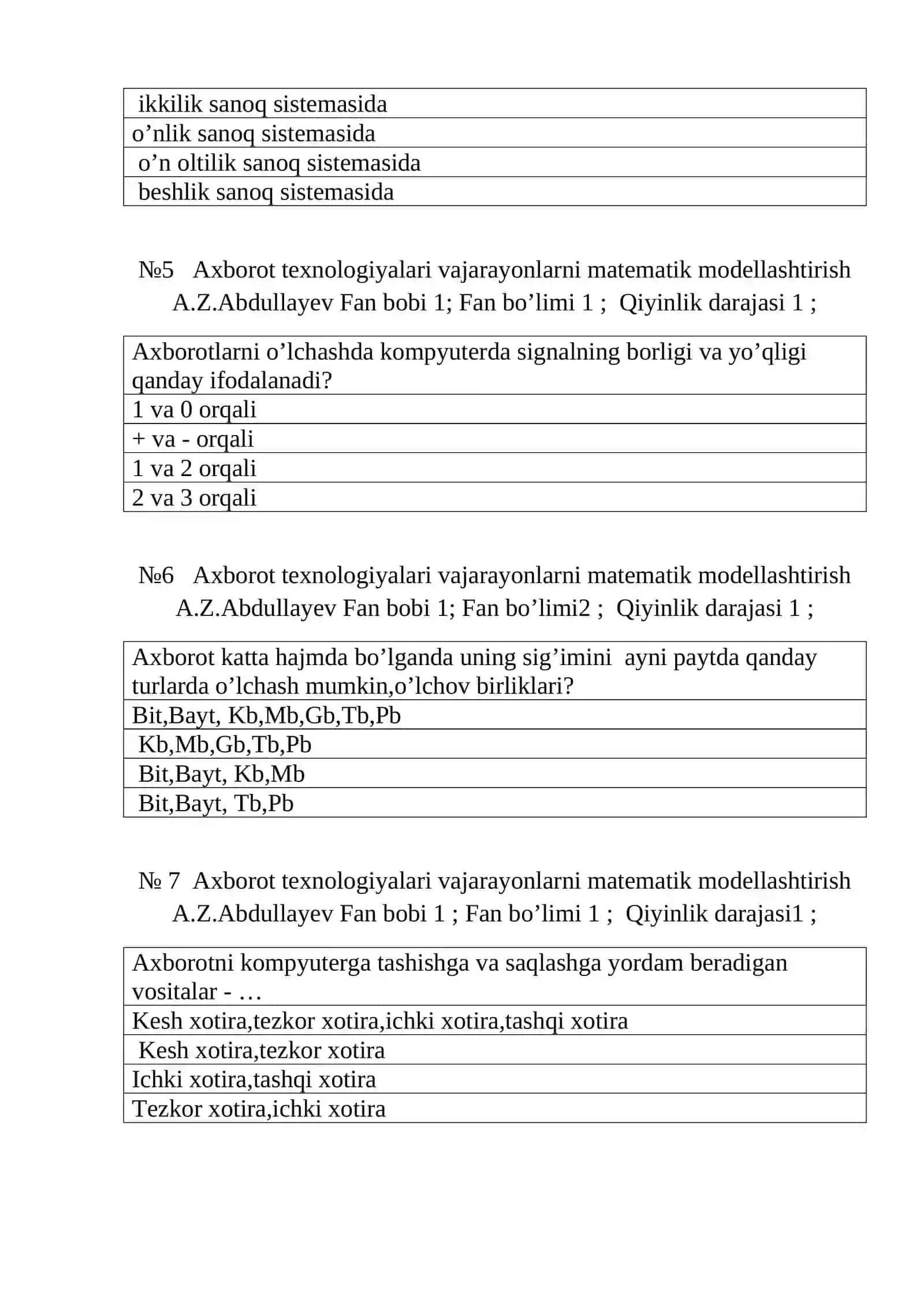 Axborot texnologiyalari va jarayonlarni matematik modellashtirish 2