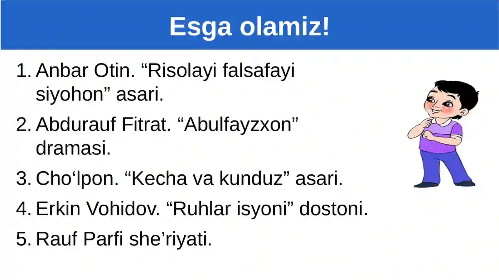 O‘tilgan mavzularni takrorlash 2