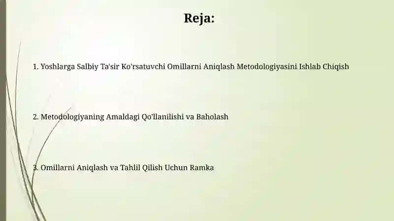 Yoshlarga Salbiy Ta'sir Ko'rsatuvchi Omillarni Aniqlash Metodologiyasi 2