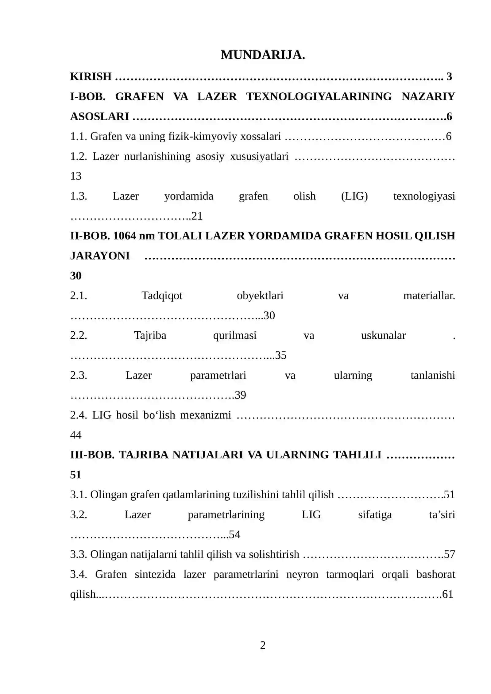 1064NM TOLALI LAZER NURLANISHINI TA'SIRIDA GRAFEN (LIG) HOSIL BO'LISHI. 2
