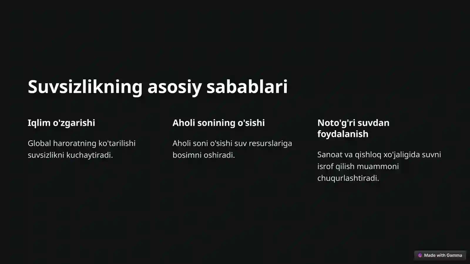 Suvsizlik muammosi: Global tahdid 2