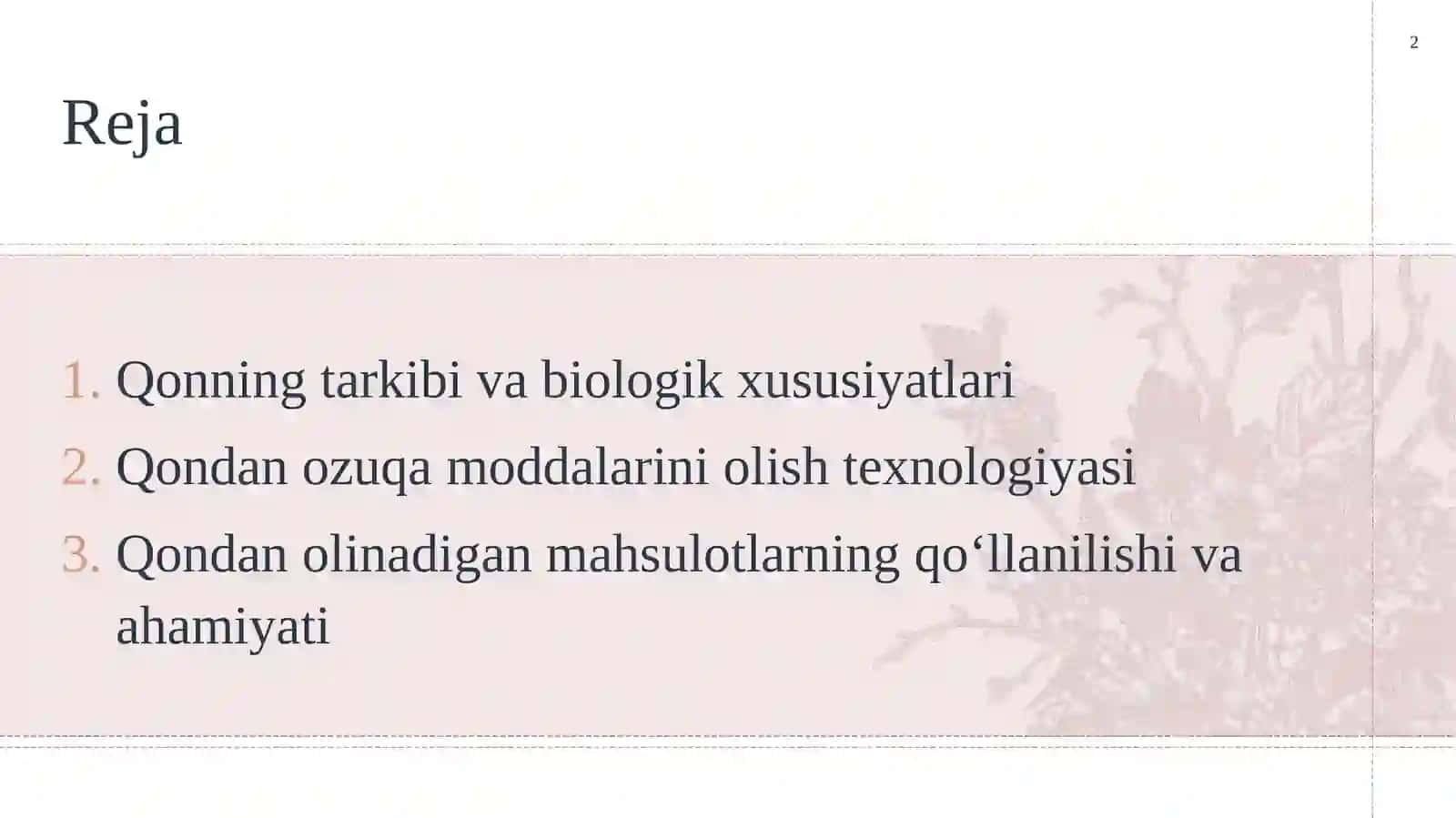Qondan ozuqa moddalarini ishlab chiqarish. 2