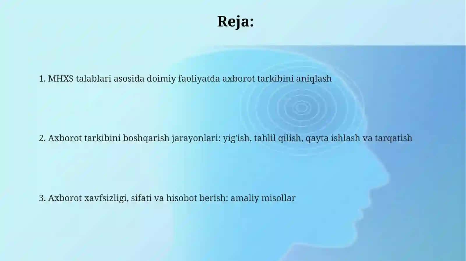 MHXS Talablari Bo‘yicha Tugallanayotgan Faoliyatda Aks Ettiriladigan Axborotlar Tarkibi 2