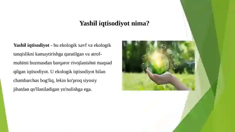 YASHIL IQTISODIYOT KURSINING PREDMETI VA METODI 2