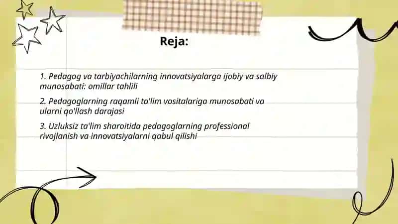 Pedagog va tarbiyachilarning innovatsiyalarga ijobiy va salbiy munosabati 2