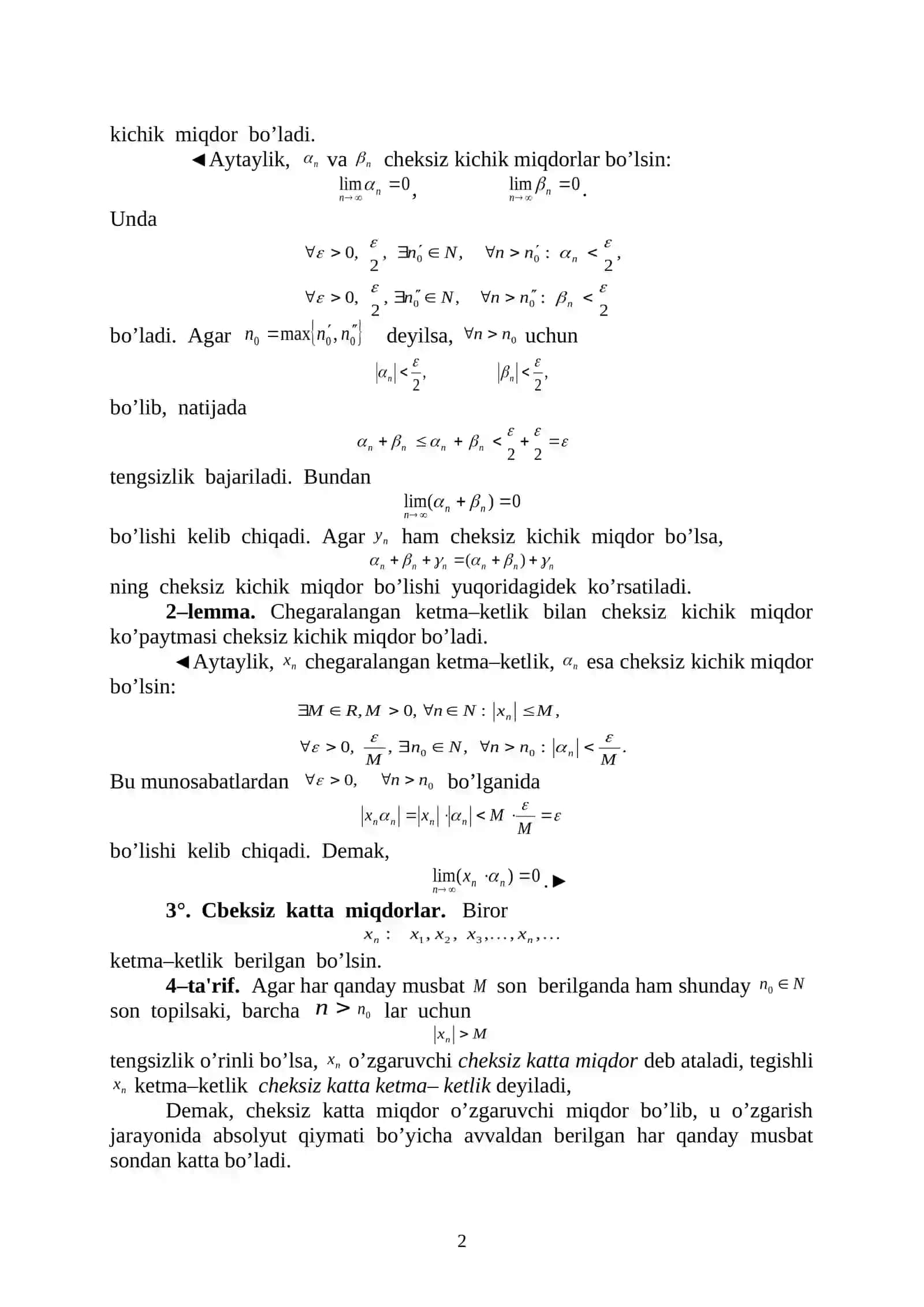 Ketma-ketlikning limiti 2