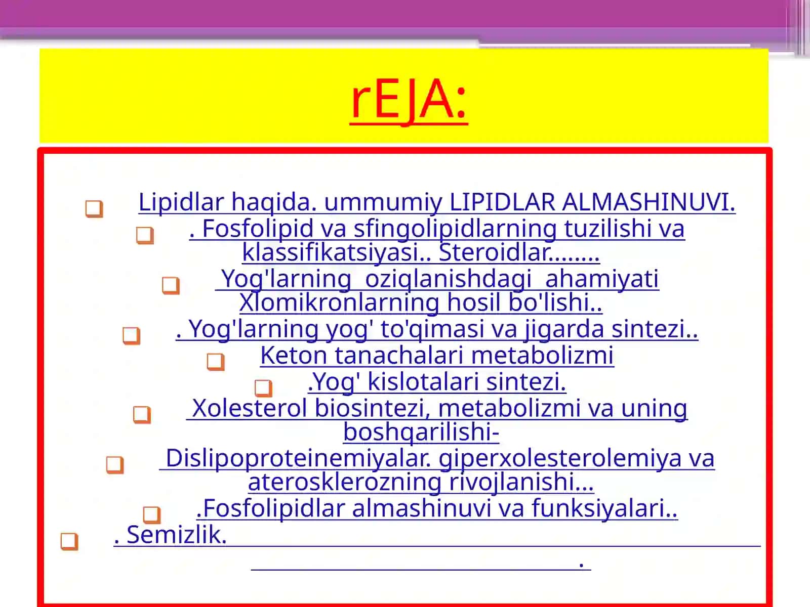 Lipidlar almashinuvi biokimyosi 2