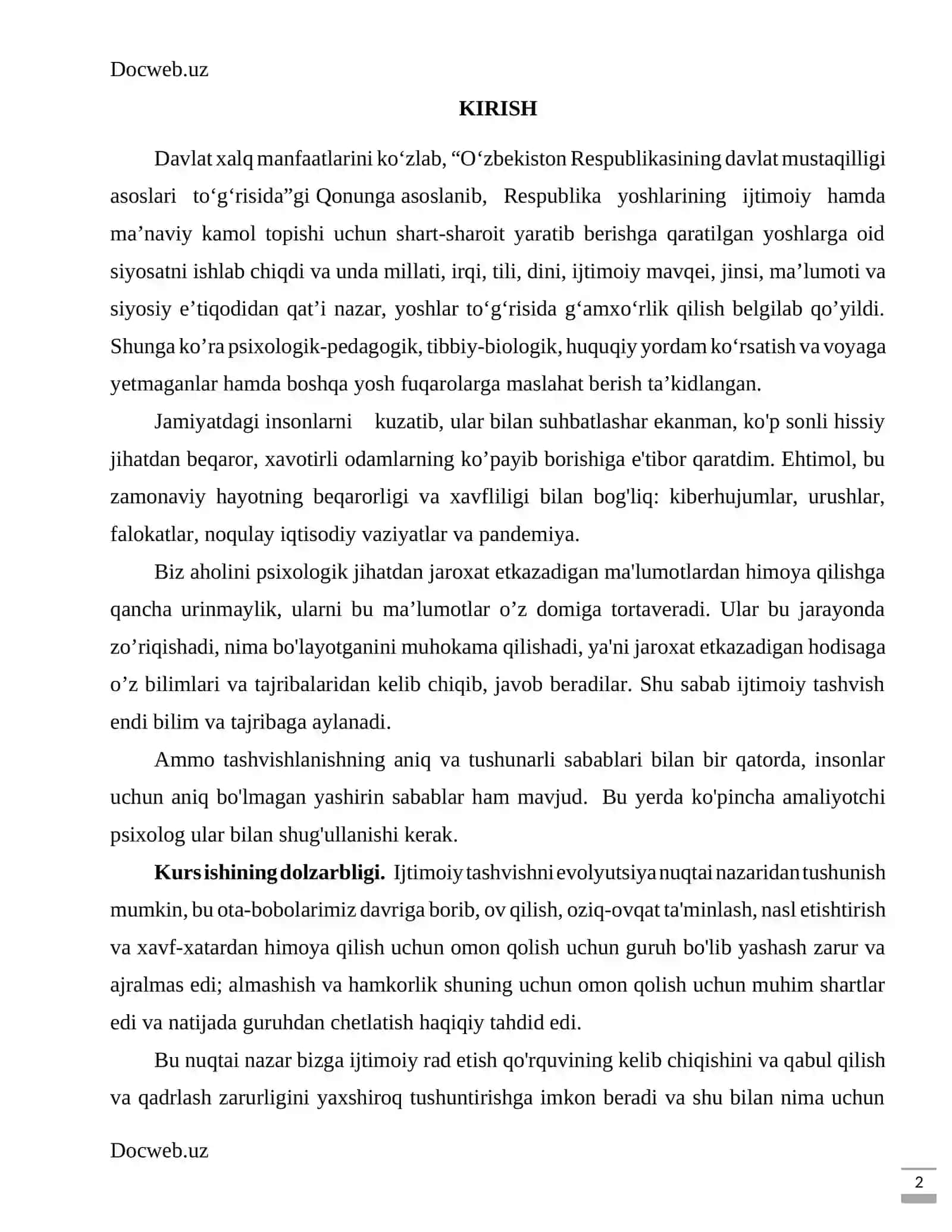 Ijtimoiy tashvishning tibbiyot psixologiyasida o’rganilishi 2