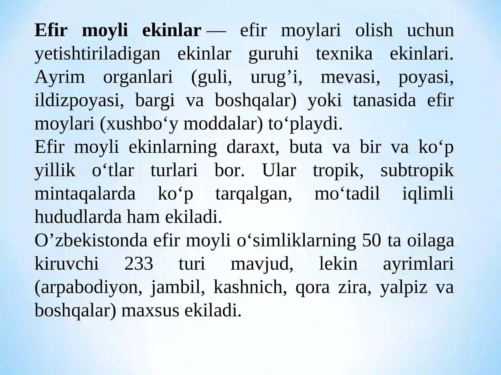 TARKIBIDA EFIR MOYLAR BO‘LGAN DORIVOR O‘SIMLIKLAR XOM ASHYOSINI STANDARTLASHVA SERTFIKATLASH 2