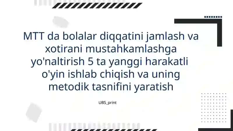Harakatli O'yinlar Metodik Tasnifi 2