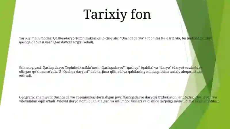 Qashqadaryo Topinimikasi 2