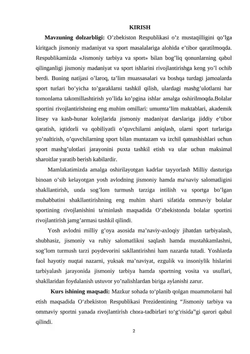 Maktabda Jismoniy Tarbiya Bo'yicha O'quv ishlari 2