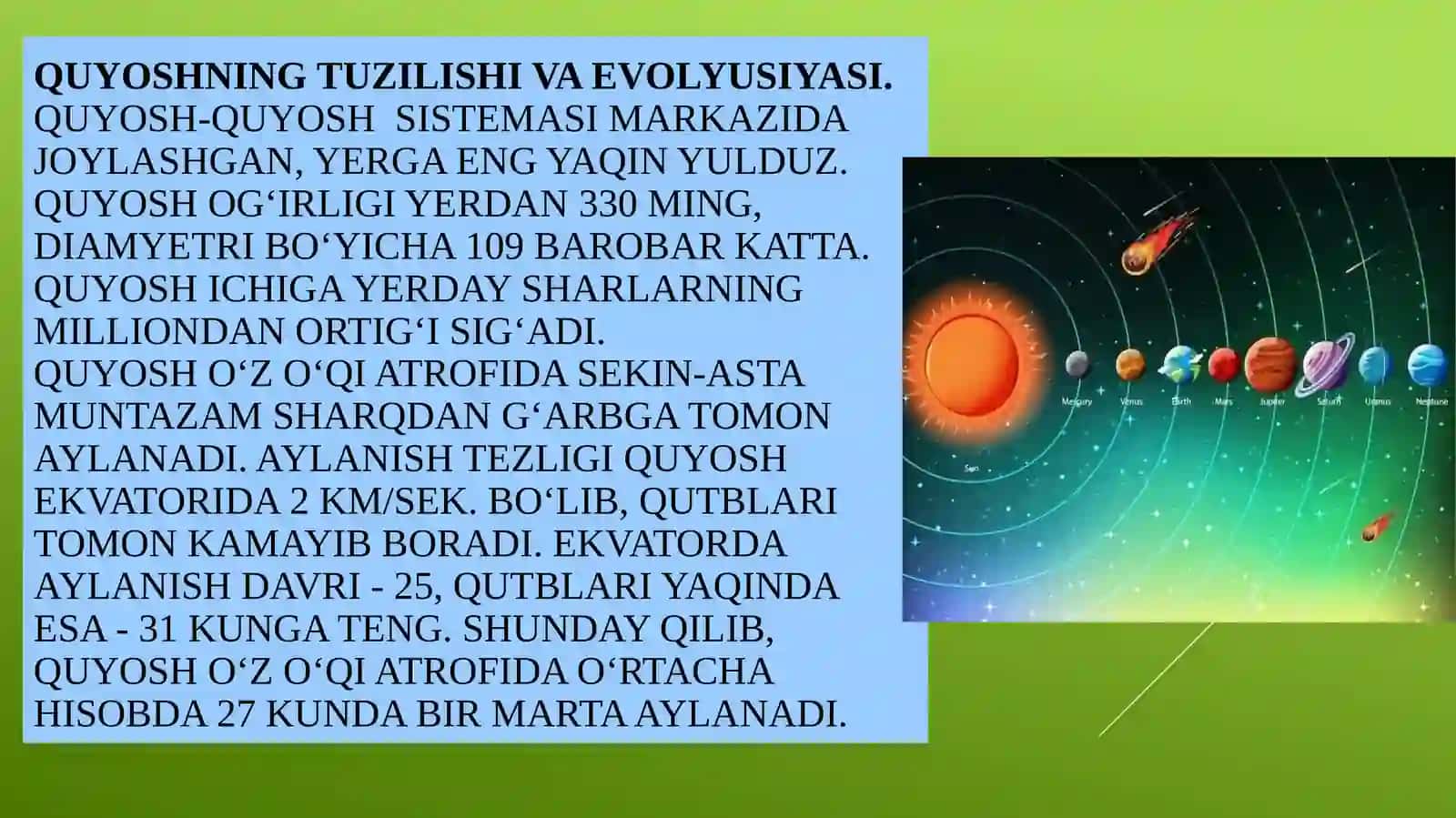 Quyosh tizimi. Yer sayyorasi. Geografik qobiqlar (Litosfera. Gidrosfera, Аtmosfera. Biosfera) 2