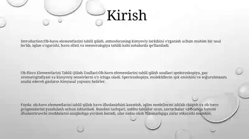 Ob-Havo Elementlarini Tahlil Qilish 2