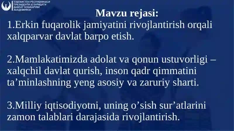 2022-2026 YILLARGA MO’LJALLANGAN YANGI O’ZBEKISTONNING TARAQQIYOT STRATEGIYASI 2