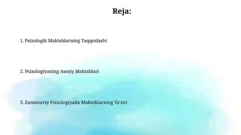 Psixologik Maktablarning Taqqoslashi 2