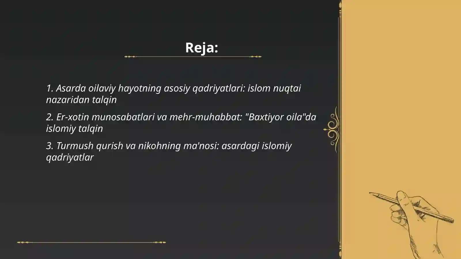 Baxtiyor oila asarida islom qadriyatlarining talqini 2