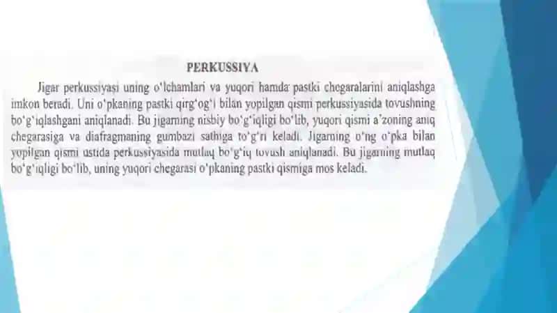 Jigar perkussiyasi. Kurlov usuli bo’yicha paypaslash 2