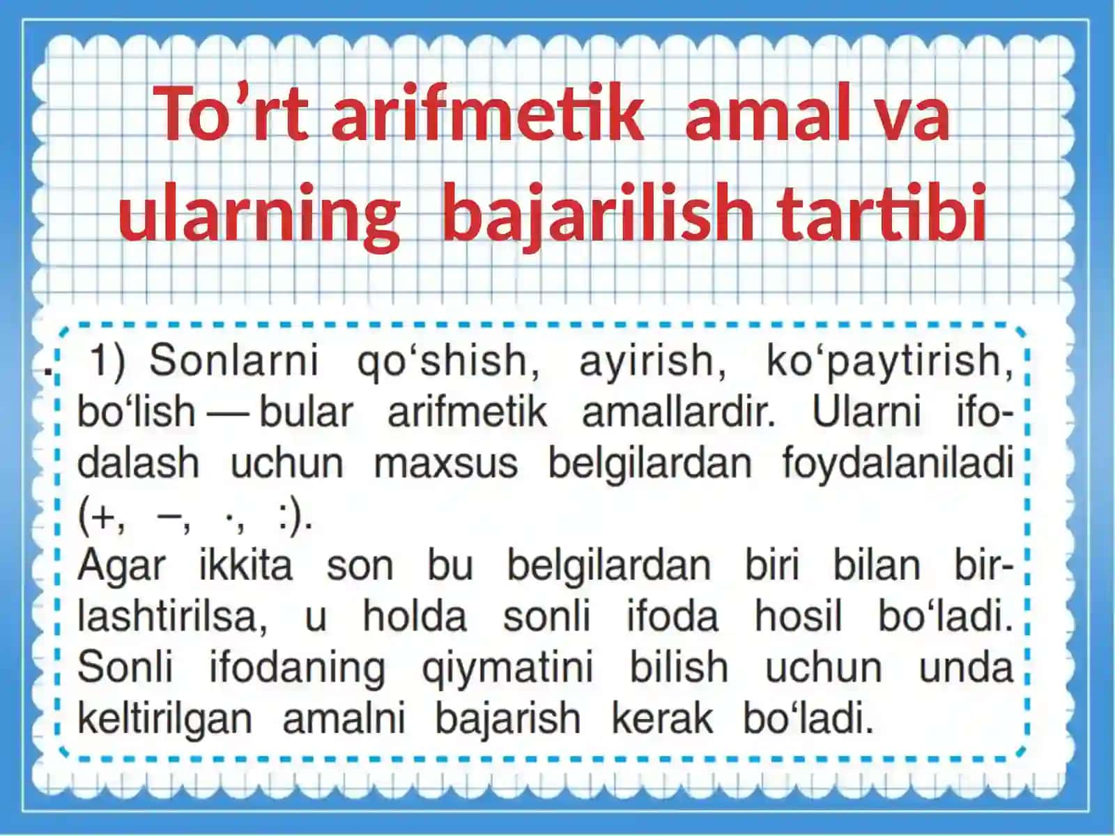 To’rt arifmetik amal va ularning bajarilish tartibi 2