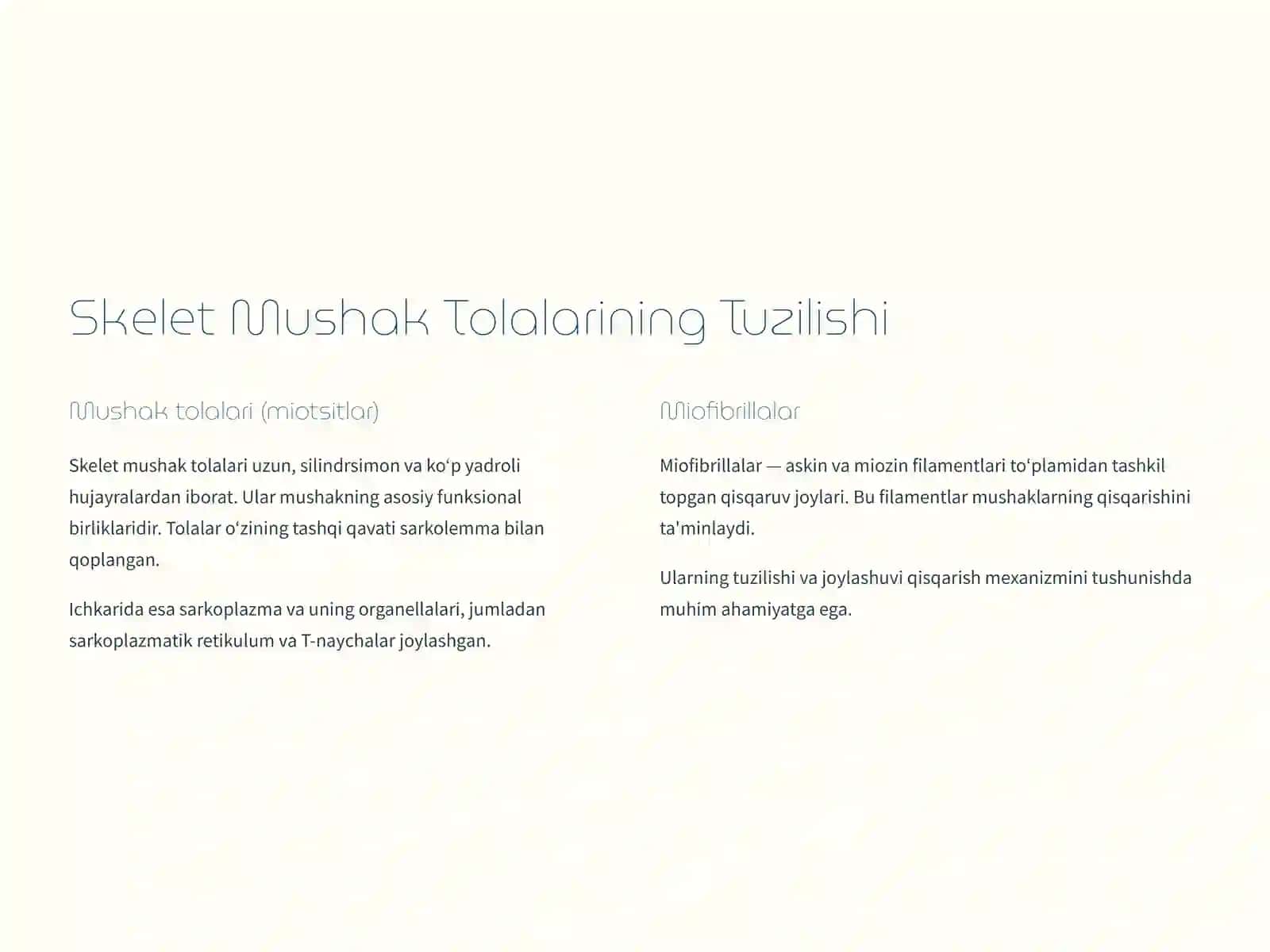 Mushak Qisqarish Mexanizmining Morfologik Asoslari: Kirish 2