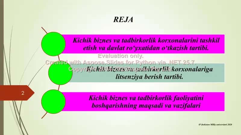 Biznes rejalashtirish (3-ma’ruza) 2