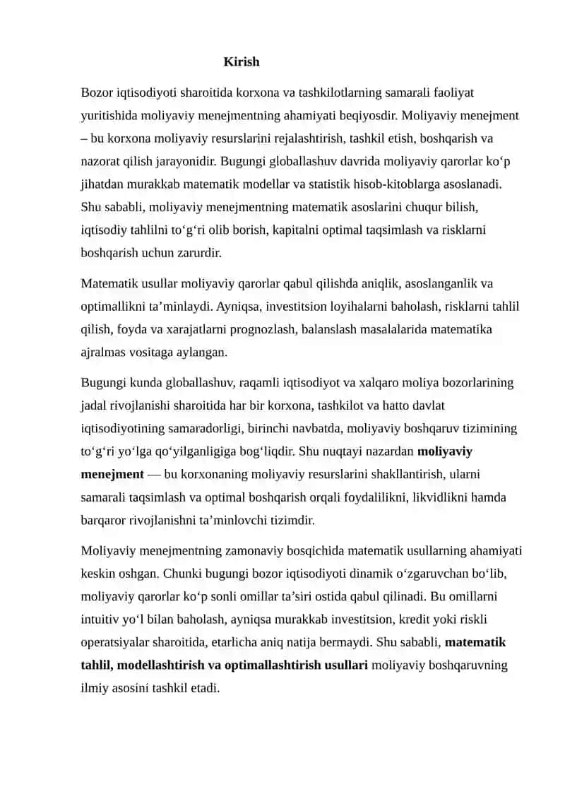 Moliyaviy menejmentning asosiy tushunchalari, maqsadlari va vazifalari 2