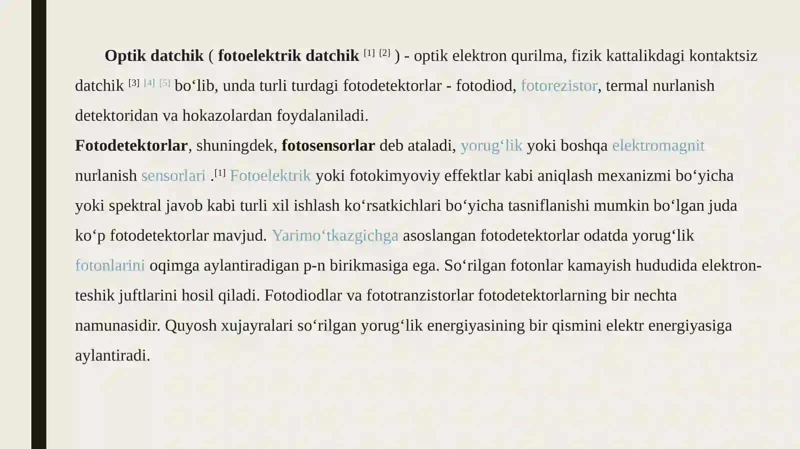 Optik datchiklarning tuzilishi, ishlash prinsipi. Optik datchiklarning turli tibbiy qurilmalarda qo’llanilishi 2