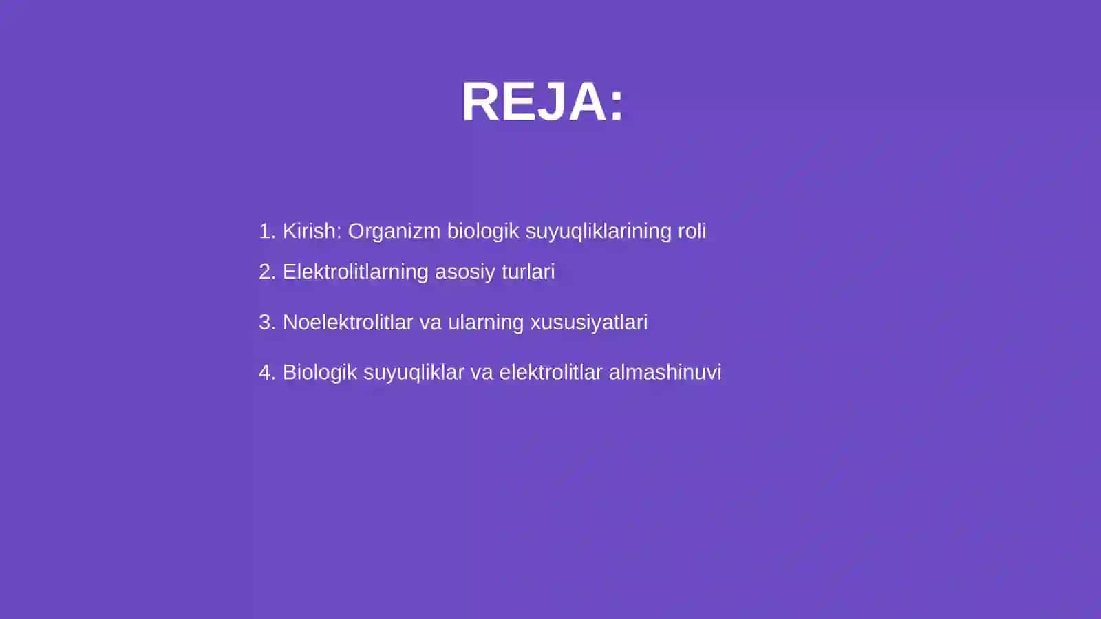 Organizmning biologik suyuqliklari elektrolit va noelektrolitlar eritmalari sifatida 2