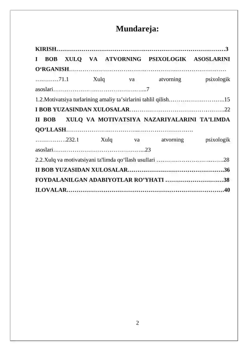 Xulq-atvor va faoliyat motivatsiyalari 2