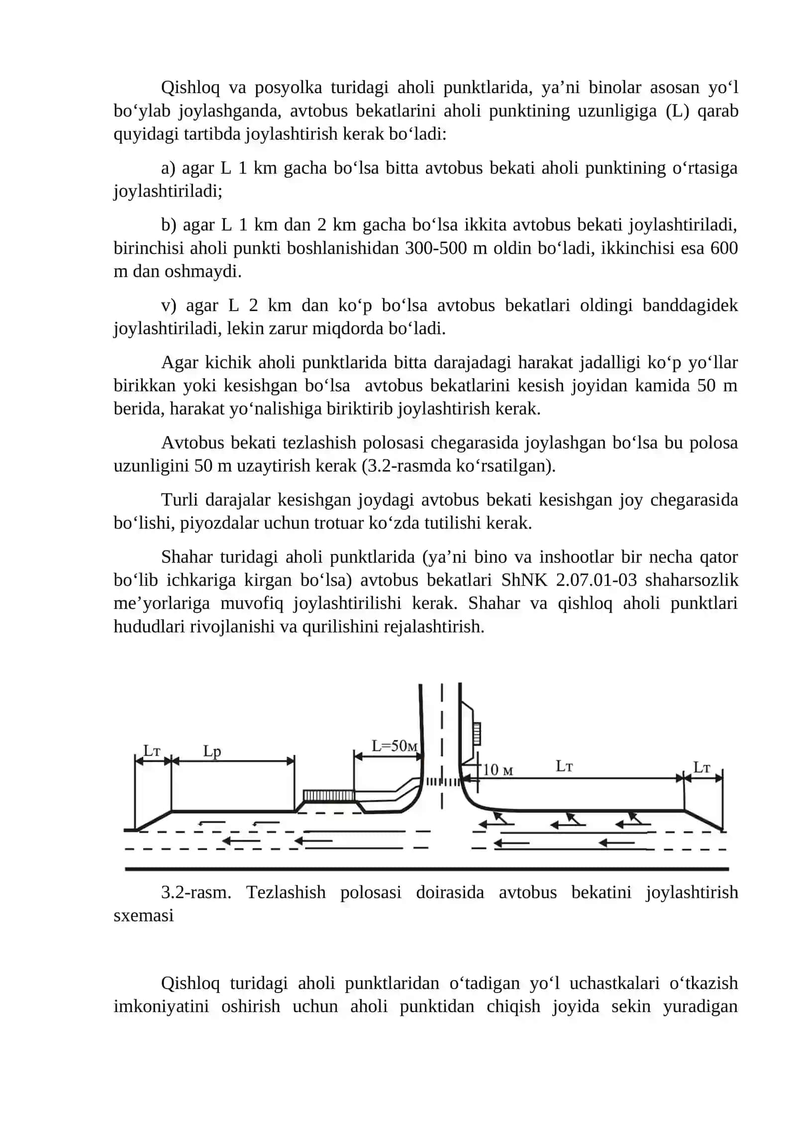 Avtobus bekatlari va avtoshohbekatlarni joylashtirish, ularga qo‘yiladigan standart talablar 2