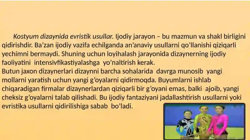 Kostyum dizaynining ijodiy usullari 2