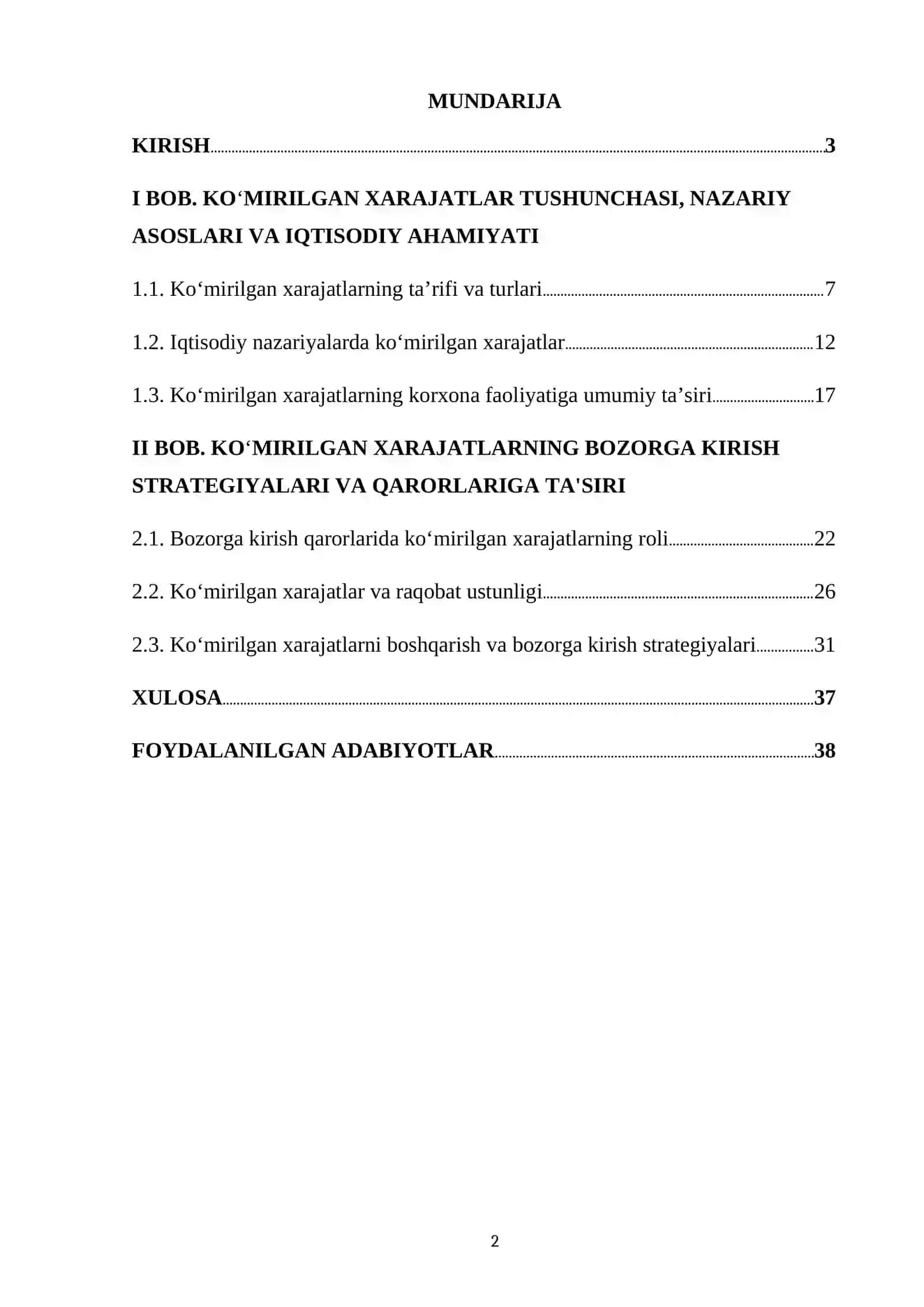 KO‘MIRILGAN XARAJATLAR VA BOZORGA KIRISH QARORLARIGA TA’SIRI 2