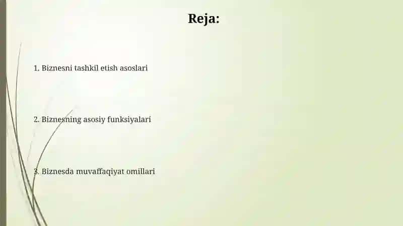 Biznes tashkil etish asoslari 2