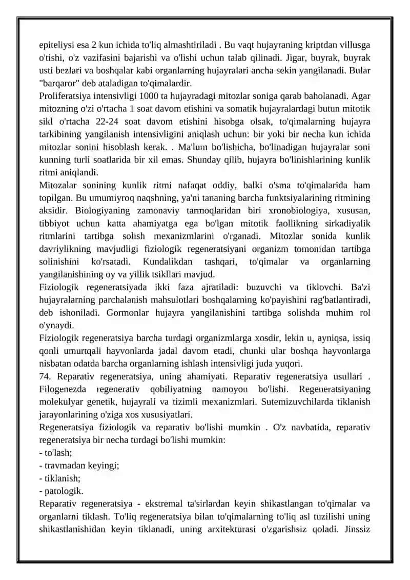 Fiziologik Regeneratsiya 2