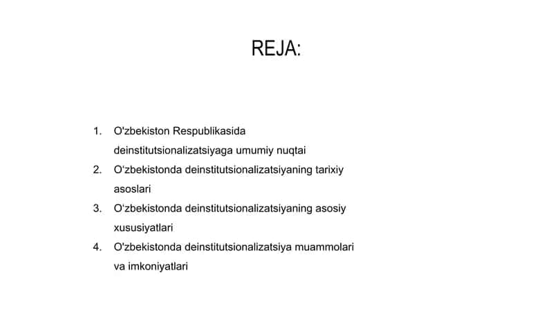 O'zbekiston Respublikasida deinstitutsionalizatsiyani joriy etilishi va xususiyatlari 2
