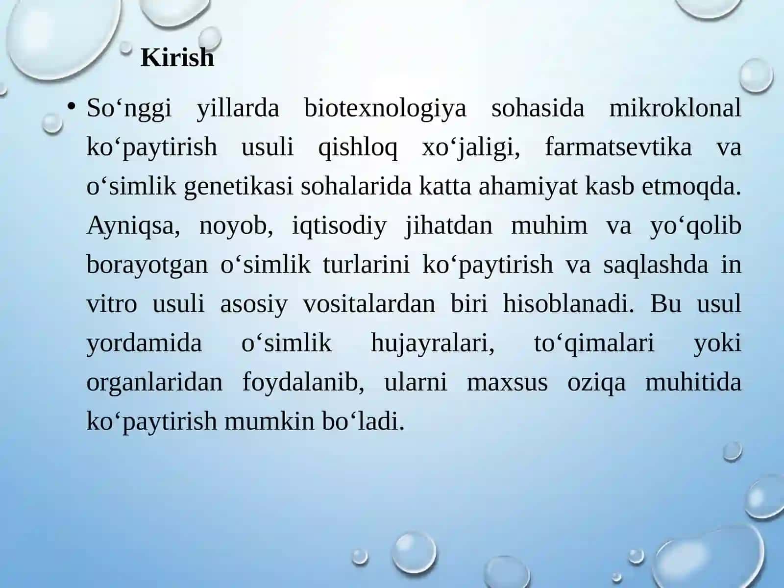 IN VITRO MIKROKLONAL KO'PAYTIRISH VA OZUQA MUHITINI TAYYORLASH 2