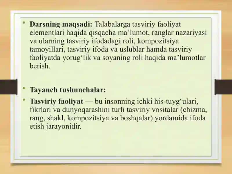 Tasviriyfaoliyatning nazariy asoslari 2