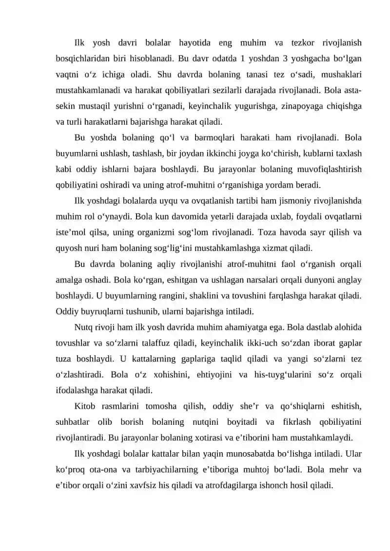 Ilk yoshdagi bolalarning rivojlanishining o‘ziga xos xususiyatlari 2