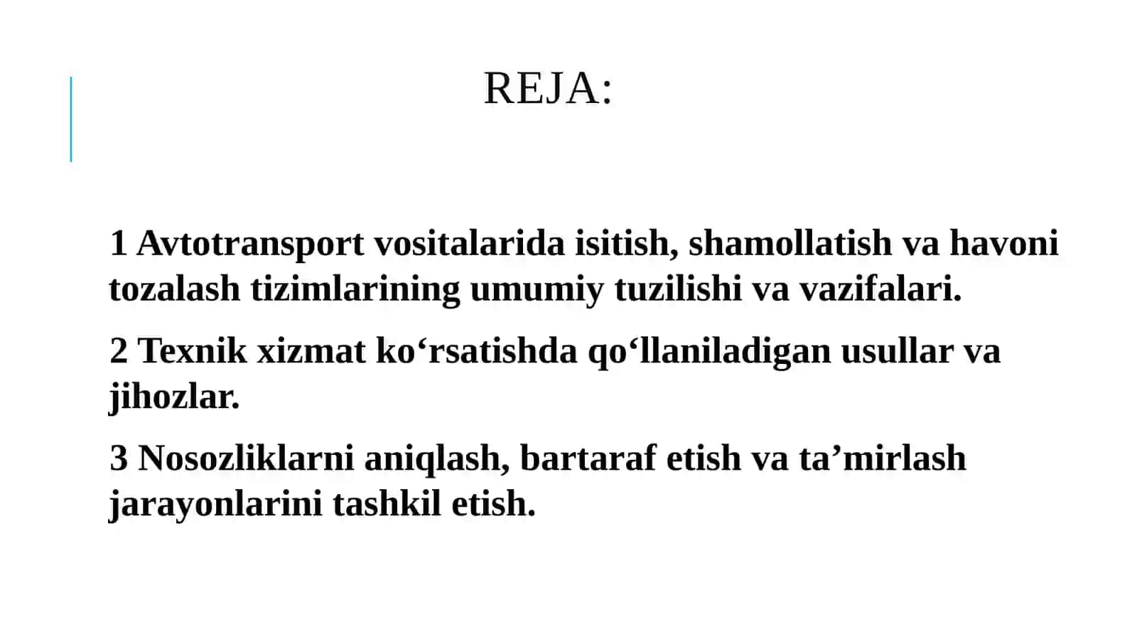 Avtotransport vositalarida isitishi, shamollatish va havon tozalashtirish 2